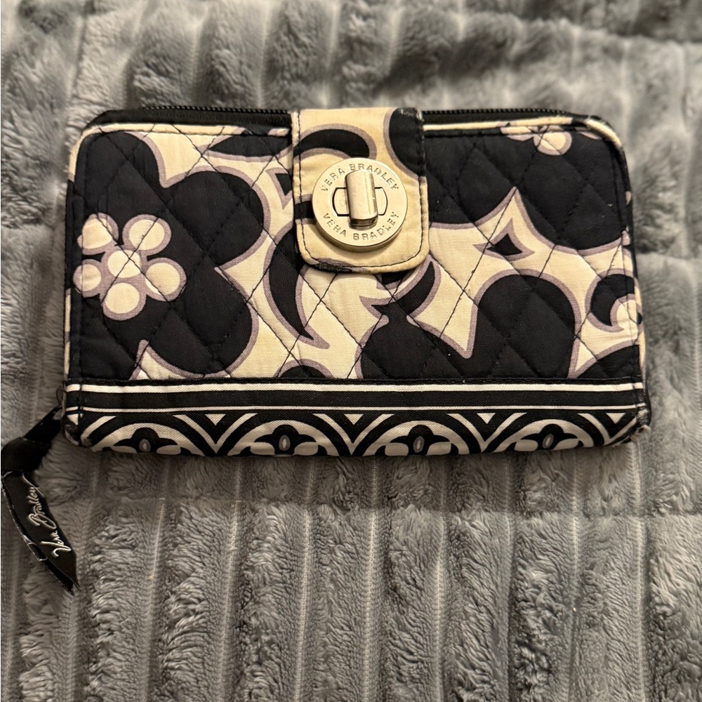 Vera Bradley Floral Black and Cream Wallet